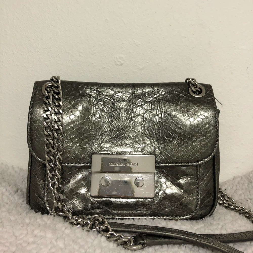 Silver Python Embossed Sloan Michael Kors Bag - Picture 2 of 8